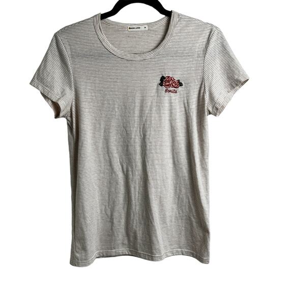 Marine Layer Striped Bonita Rose Printed Cotton Rayon Blend Shirt Size Medium - Picture 1 of 9